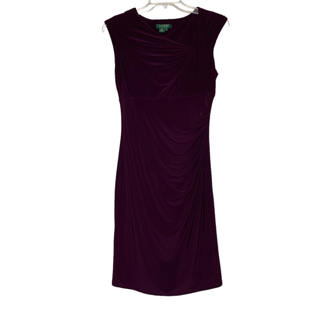 Lauren Ralph Lauren royal purple ruched sleeveless dress. Size 10‎